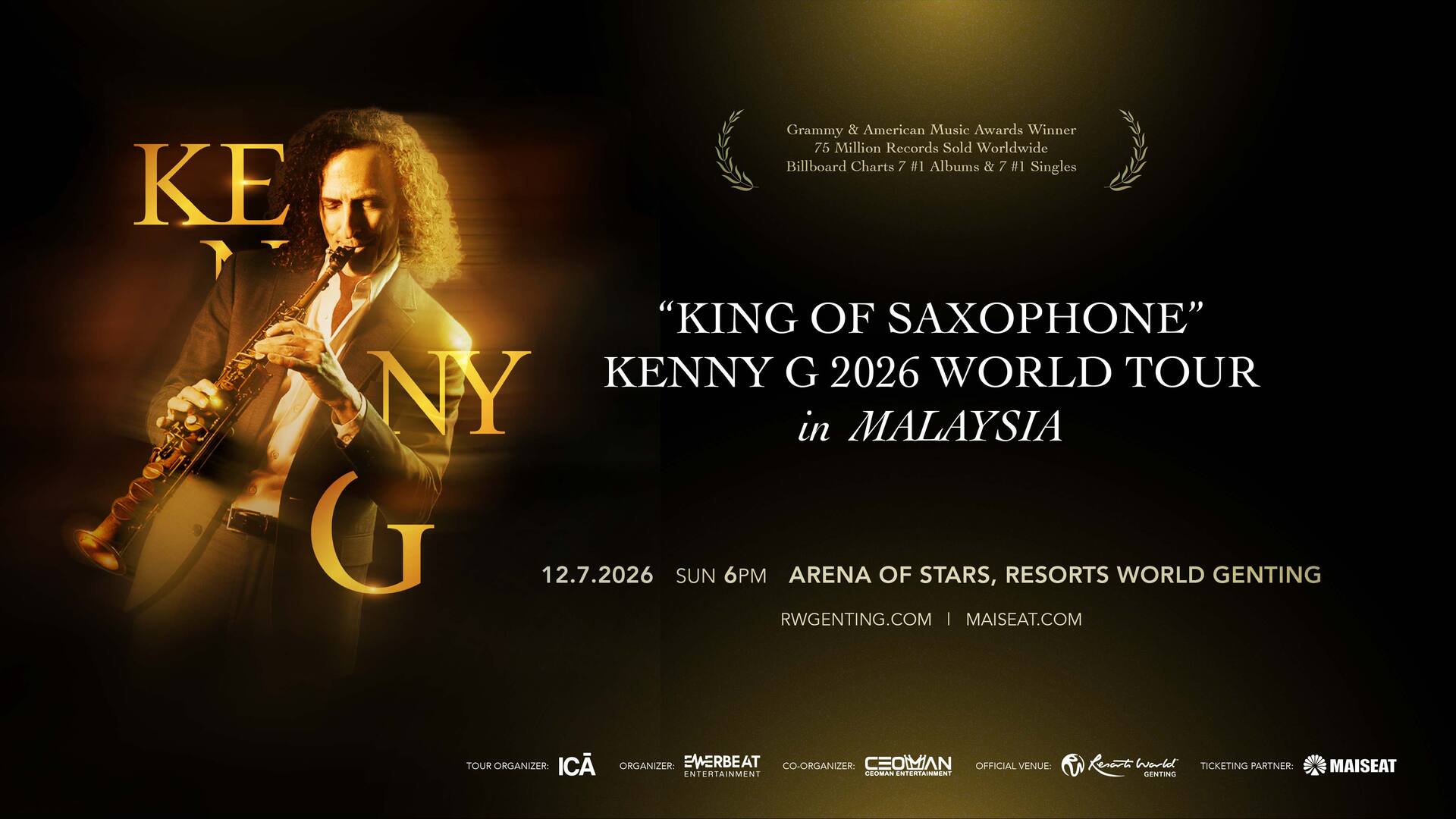 King of Saxophone” Kenny G 2026 World Tour in Malaysia - MAISEAT